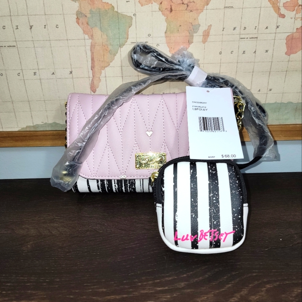 BRAND NEW Luv Betsey Pink/ Black LBFOLEY By Betsey Johnson